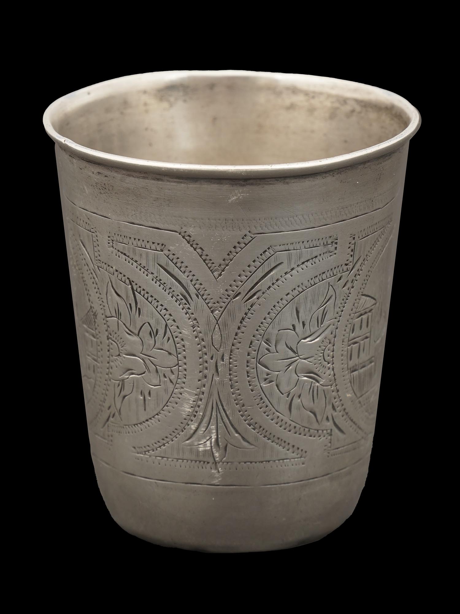 ANTIQUE RUSSIAN SILVER KIDDUSH CUP WITH ENGRAVING PIC-1